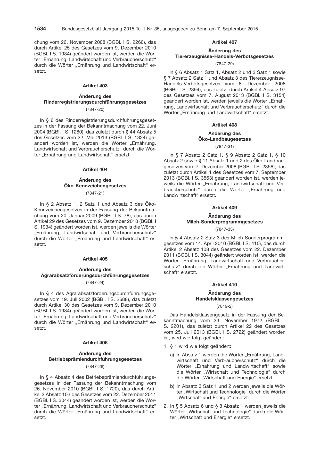 BGBl. 2015, Seite 1534 — Originalseite als Abbildung