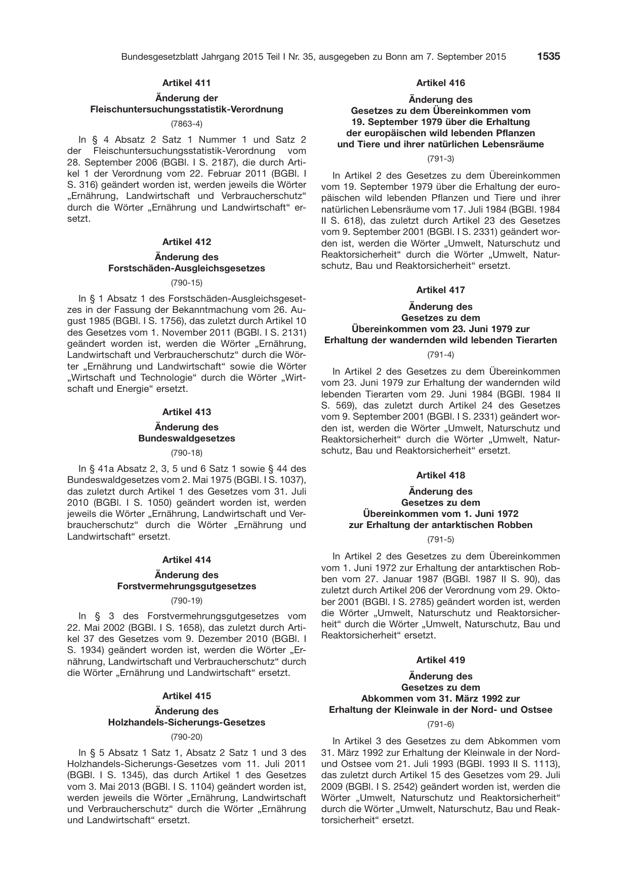BGBl. 2015, Seite 1535 — Originalseite als Abbildung