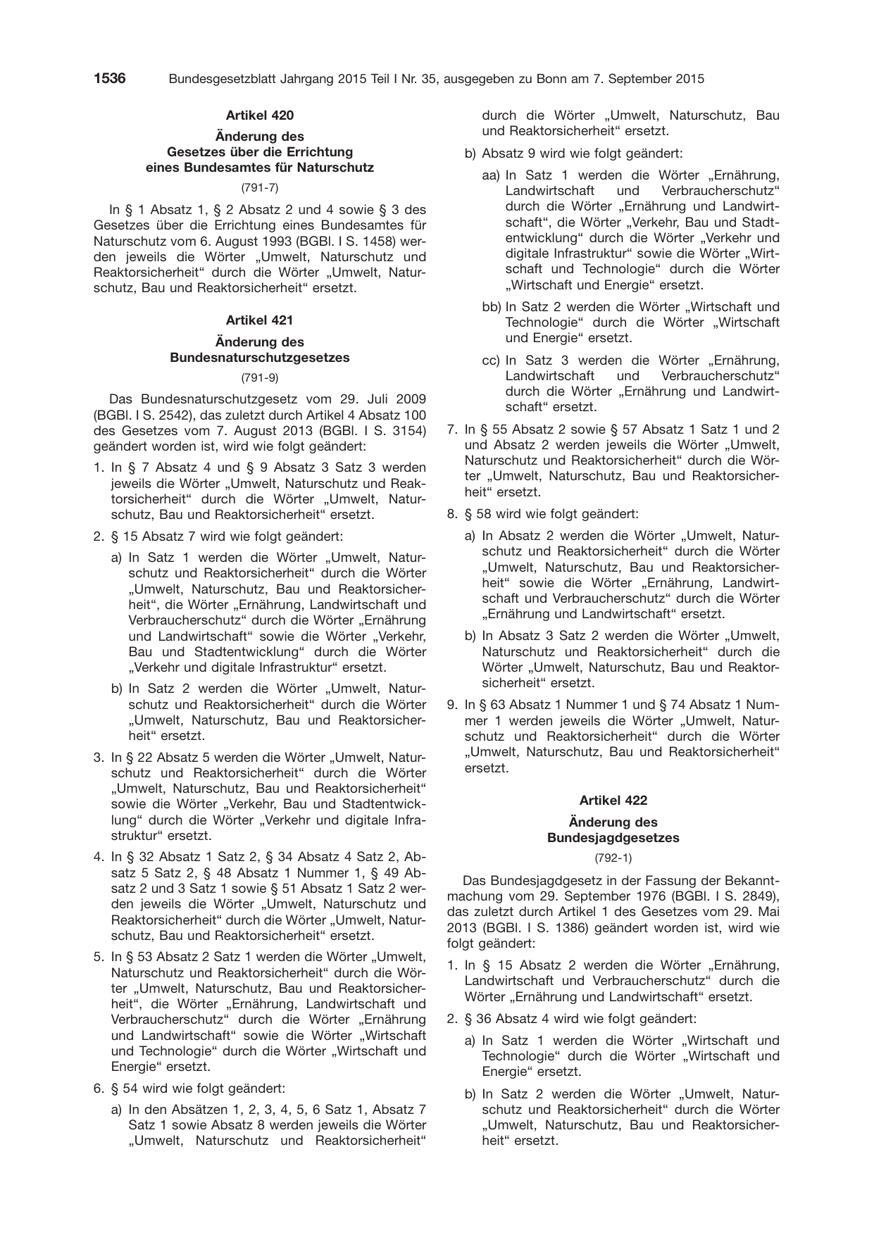 BGBl. 2015, Seite 1536 — Originalseite als Abbildung
