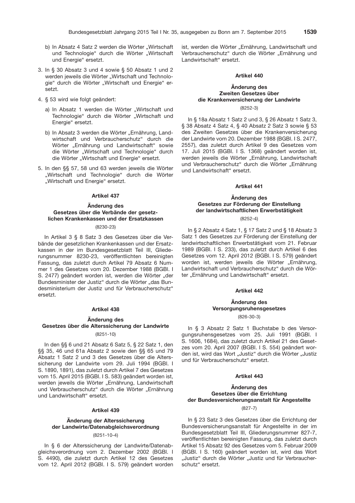 BGBl. 2015, Seite 1539 — Originalseite als Abbildung