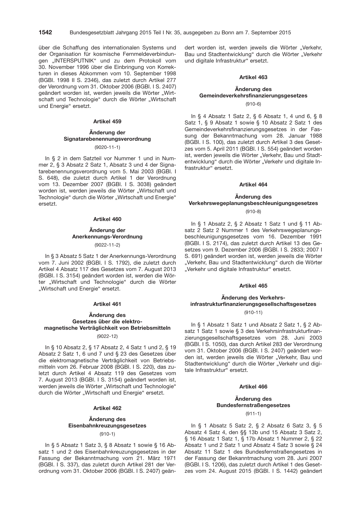 BGBl. 2015, Seite 1542 — Originalseite als Abbildung