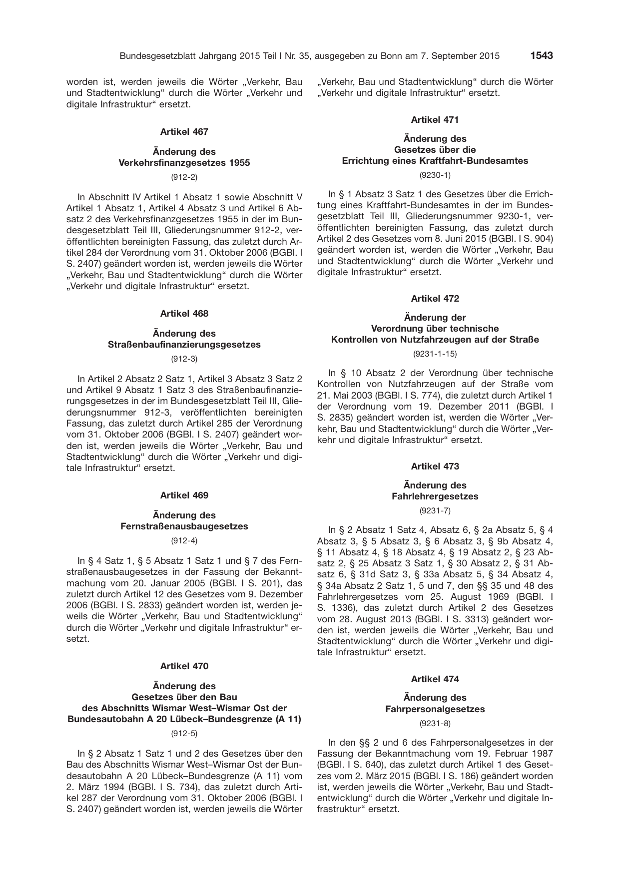 BGBl. 2015, Seite 1543 — Originalseite als Abbildung
