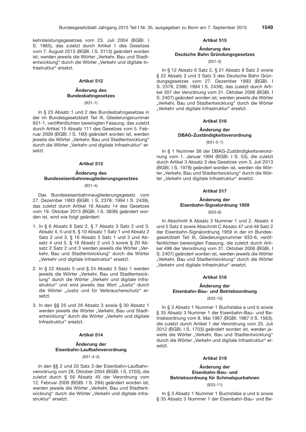 BGBl. 2015, Seite 1549 — Originalseite als Abbildung