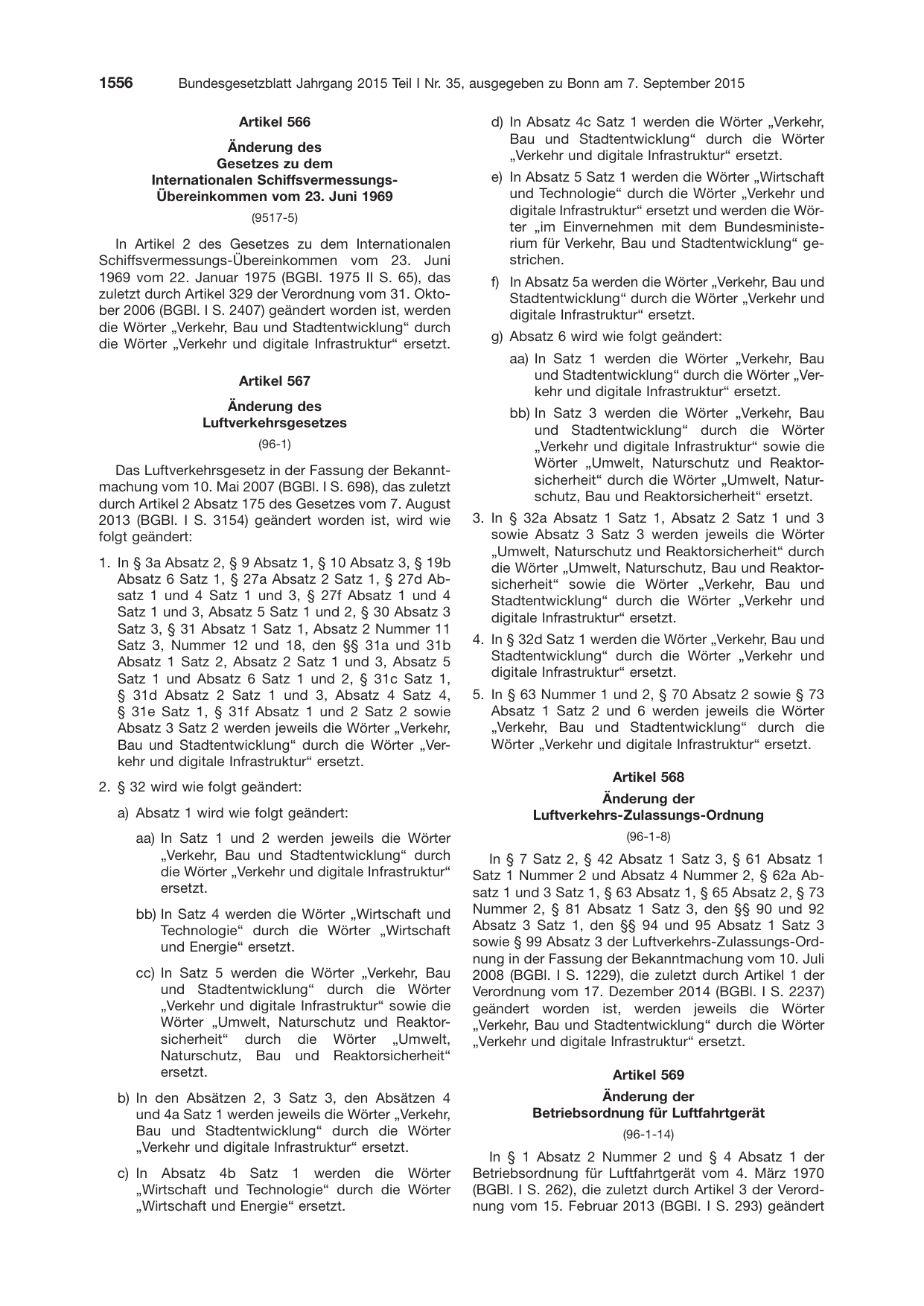 BGBl. 2015, Seite 1556 — Originalseite als Abbildung