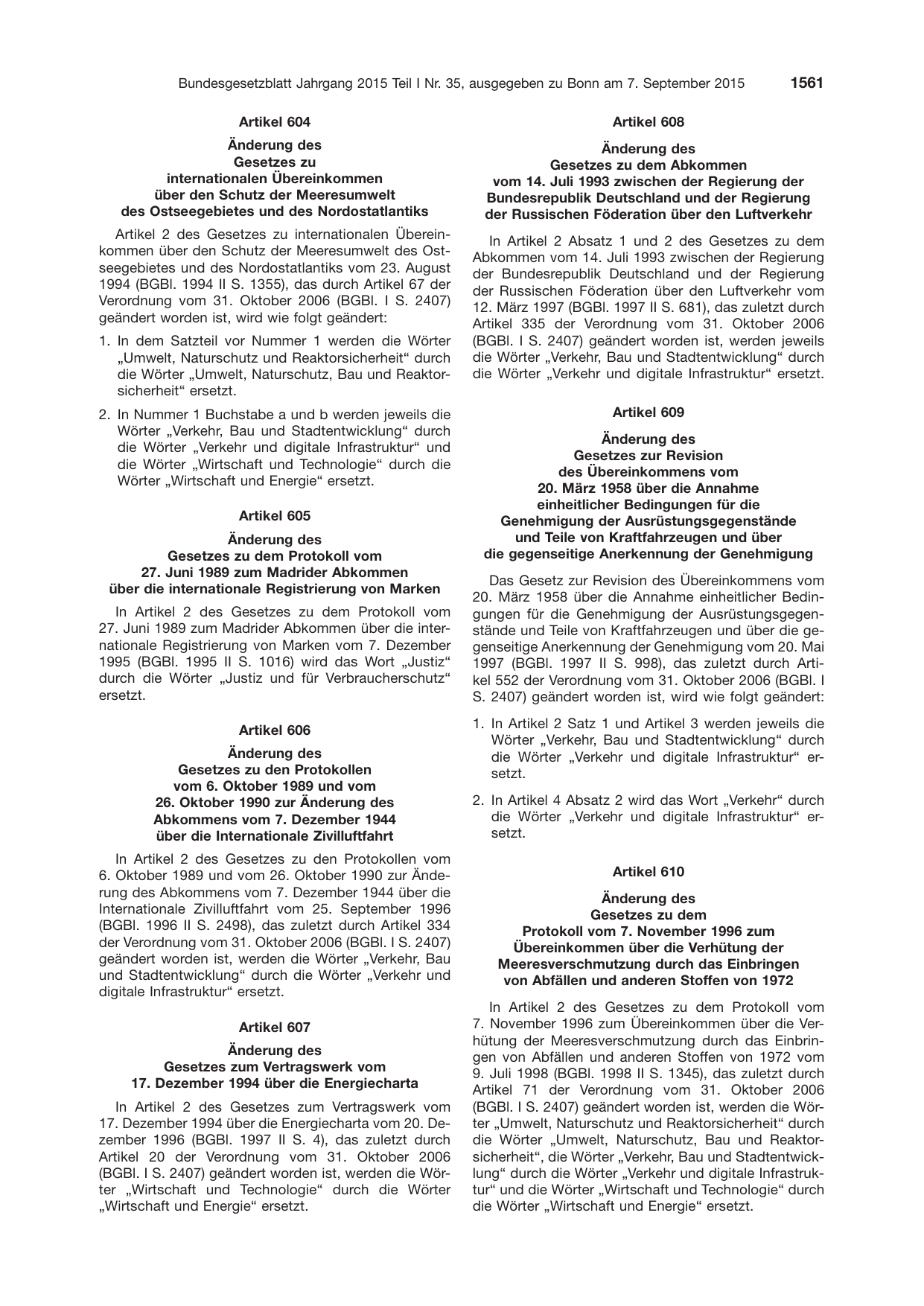 BGBl. 2015, Seite 1561 — Originalseite als Abbildung