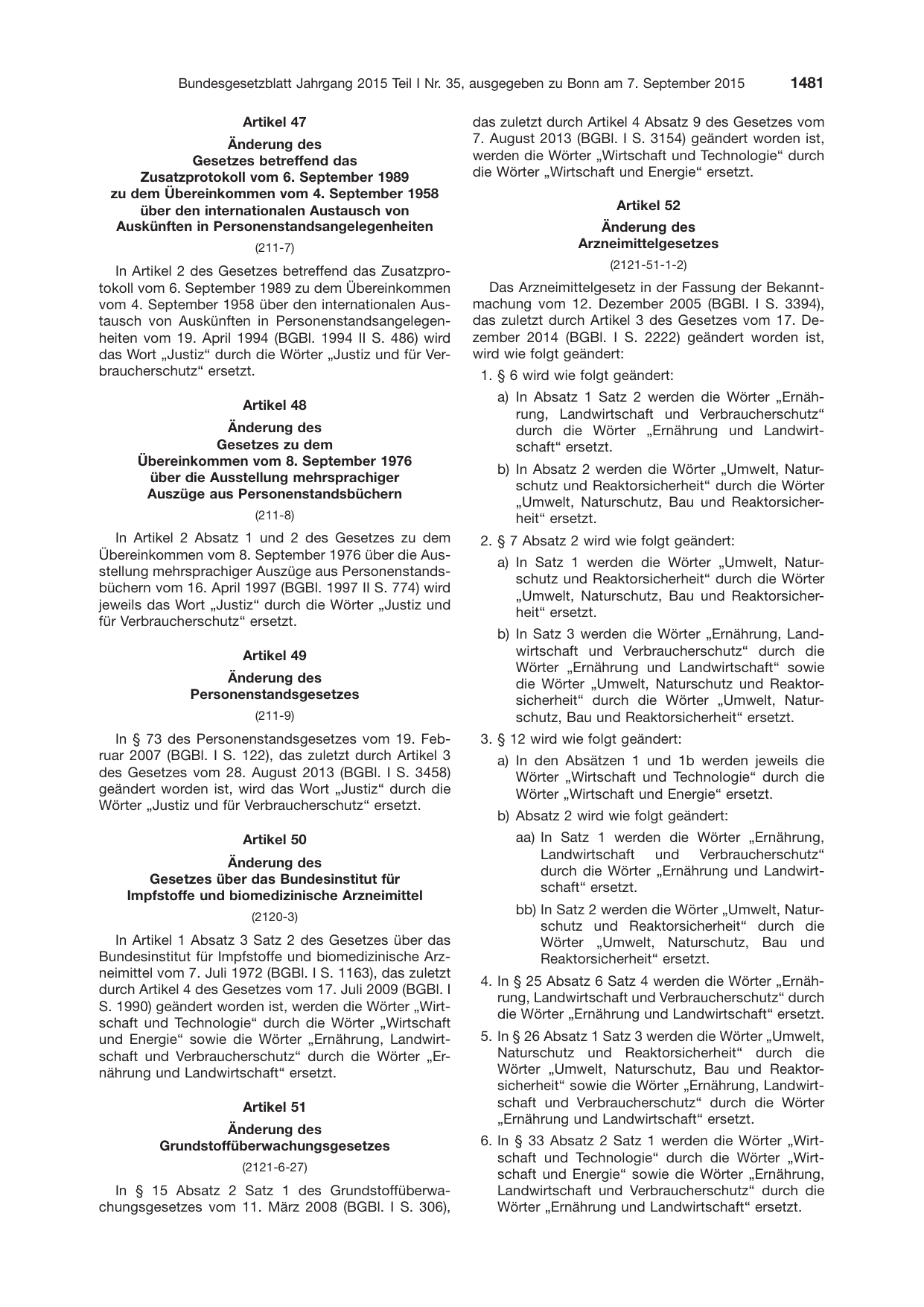 BGBl. 2015, Seite 1481 — Originalseite als Abbildung