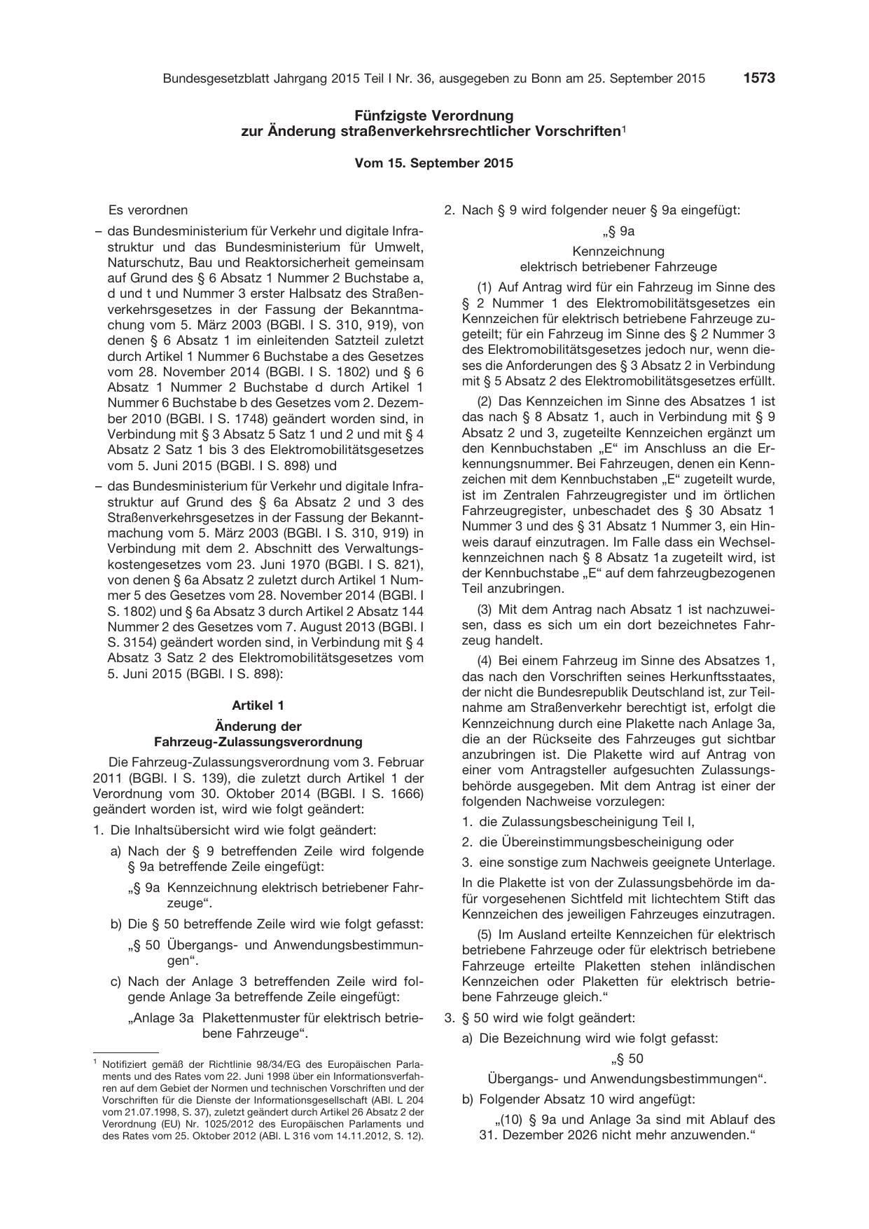 BGBl. 2015, Seite 1573 — Originalseite als Abbildung