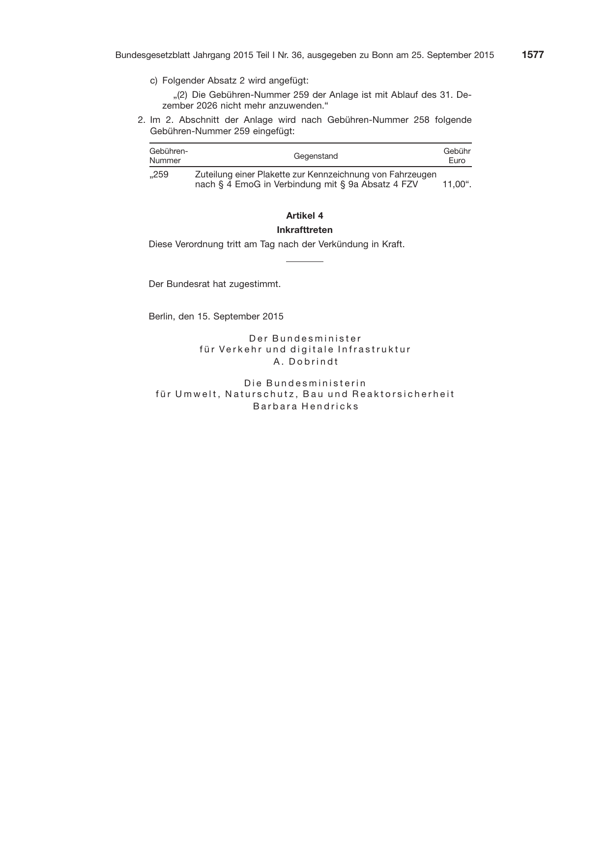 BGBl. 2015, Seite 1577 — Originalseite als Abbildung