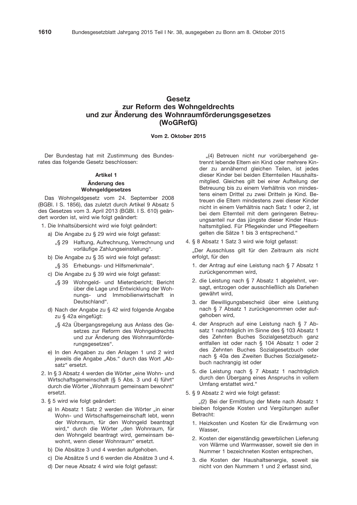 BGBl. 2015, Seite 1610 — Originalseite als Abbildung