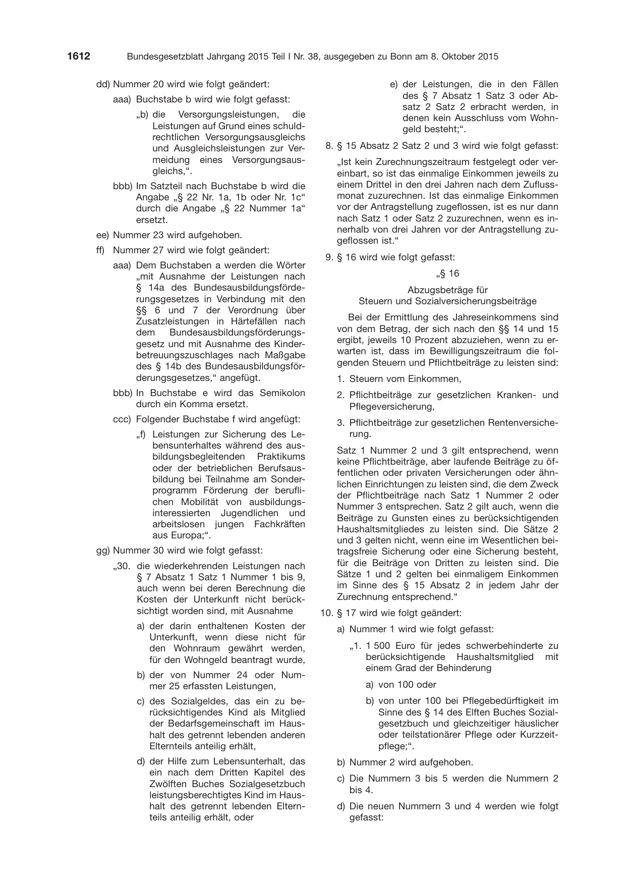BGBl. 2015, Seite 1612 — Originalseite als Abbildung