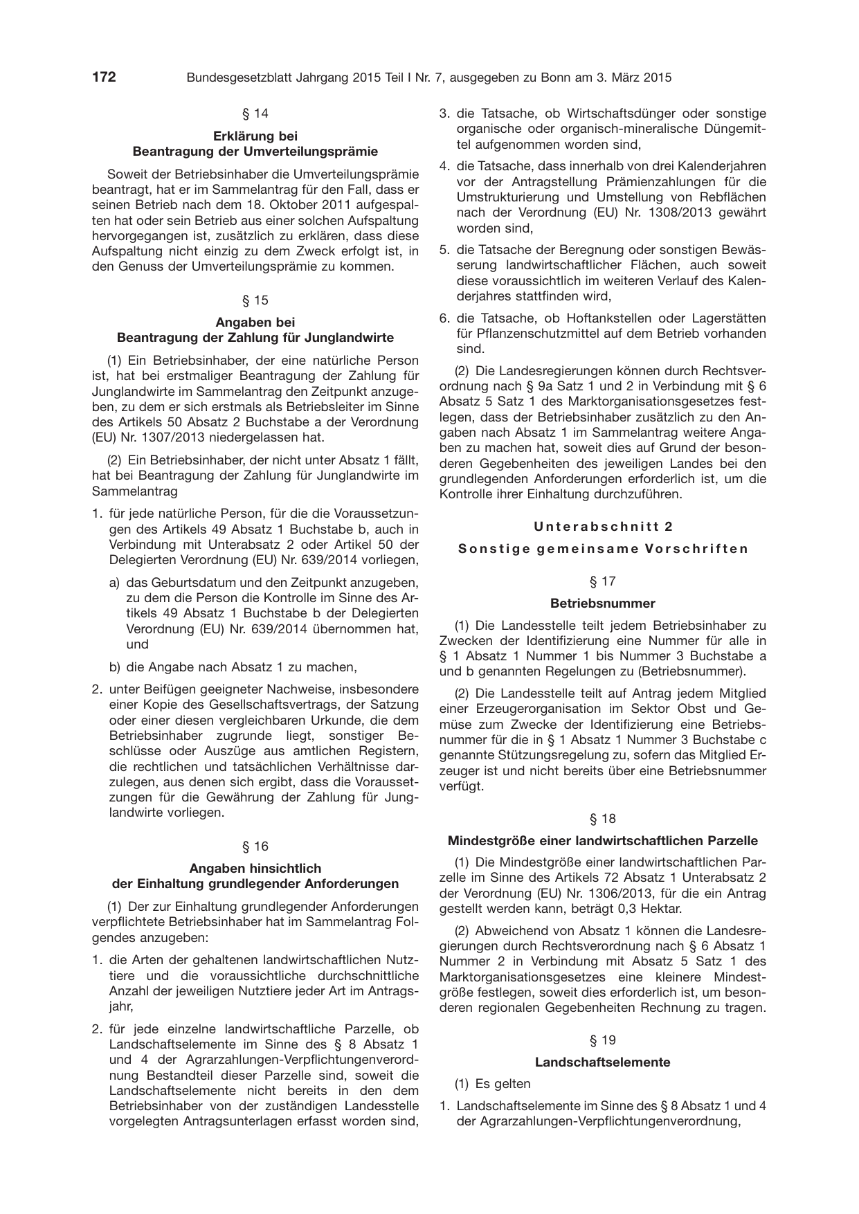 BGBl. 2015, Seite 172 — Originalseite als Abbildung