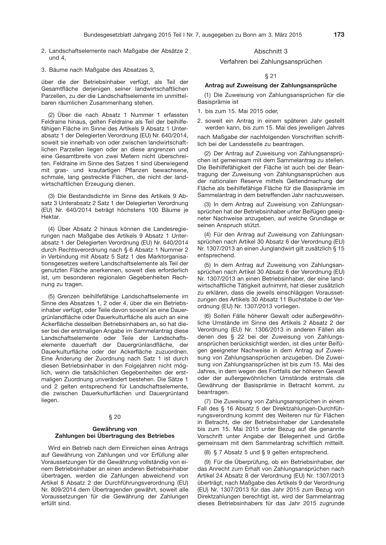 BGBl. 2015, Seite 173 — Originalseite als Abbildung