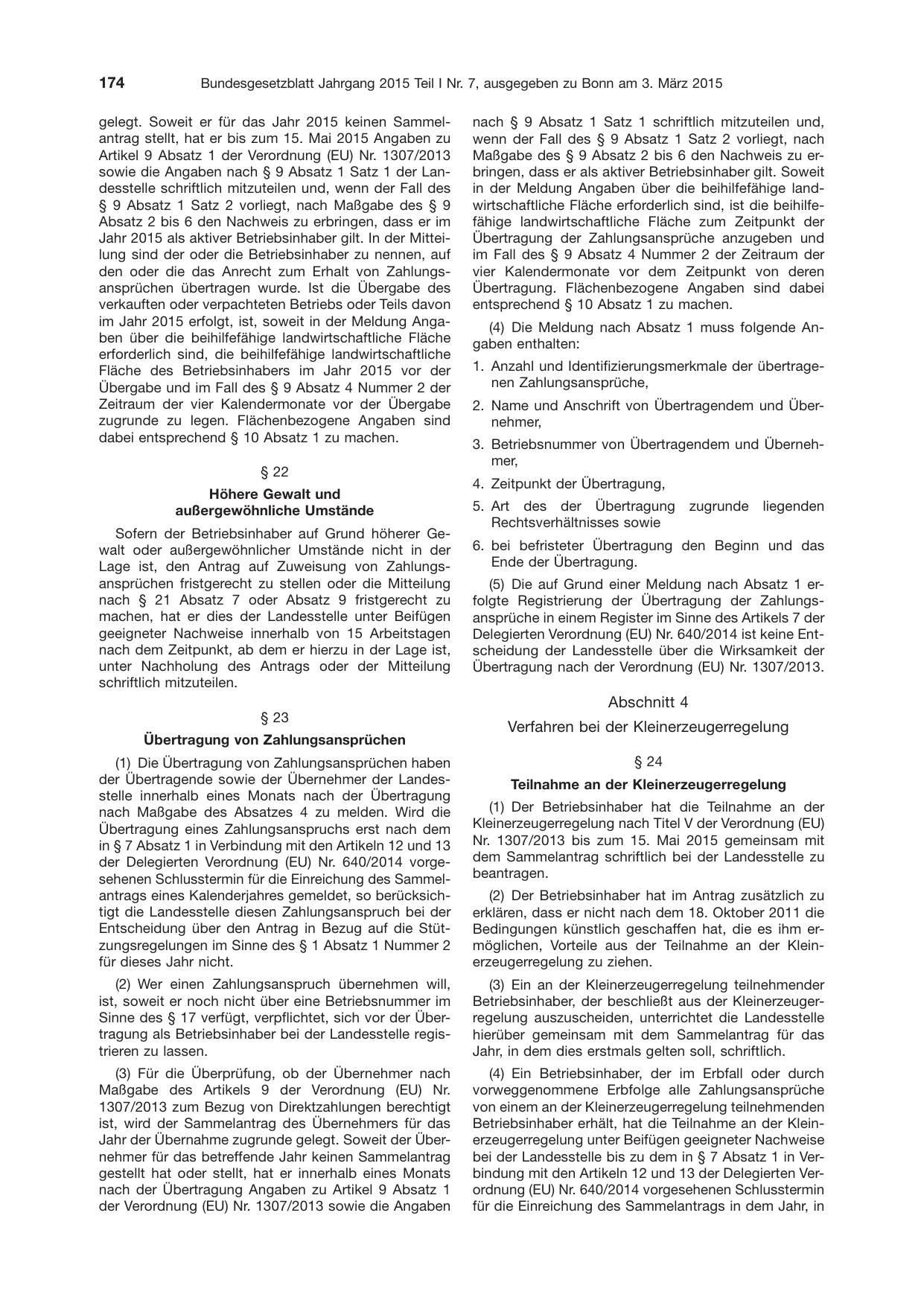 BGBl. 2015, Seite 174 — Originalseite als Abbildung