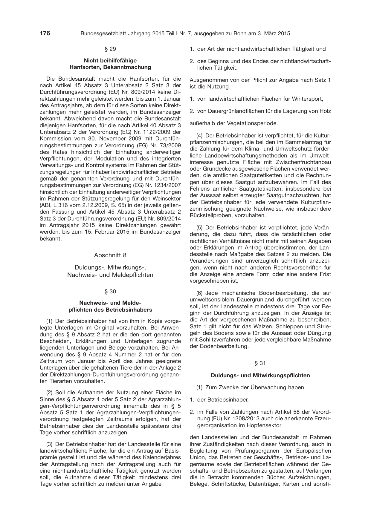 BGBl. 2015, Seite 176 — Originalseite als Abbildung