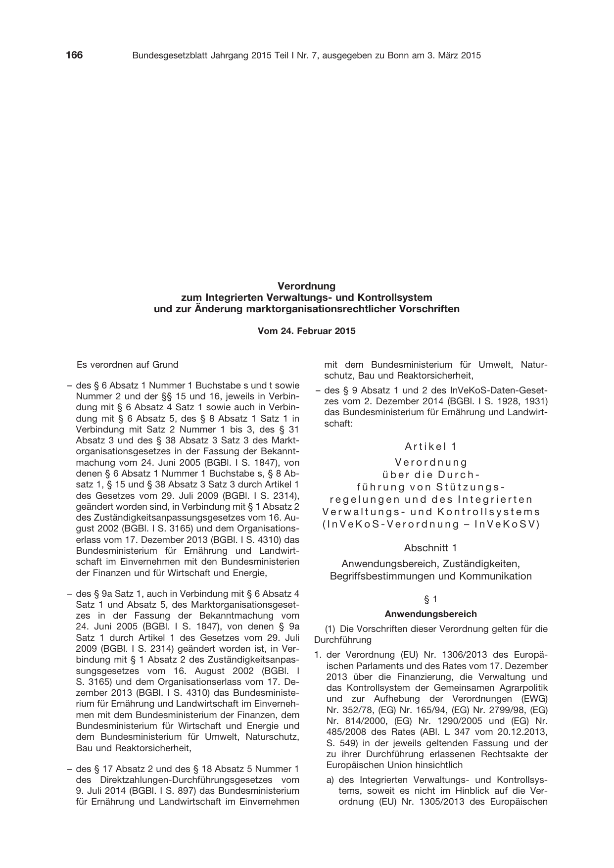 BGBl. 2015, Seite 166 — Originalseite als Abbildung