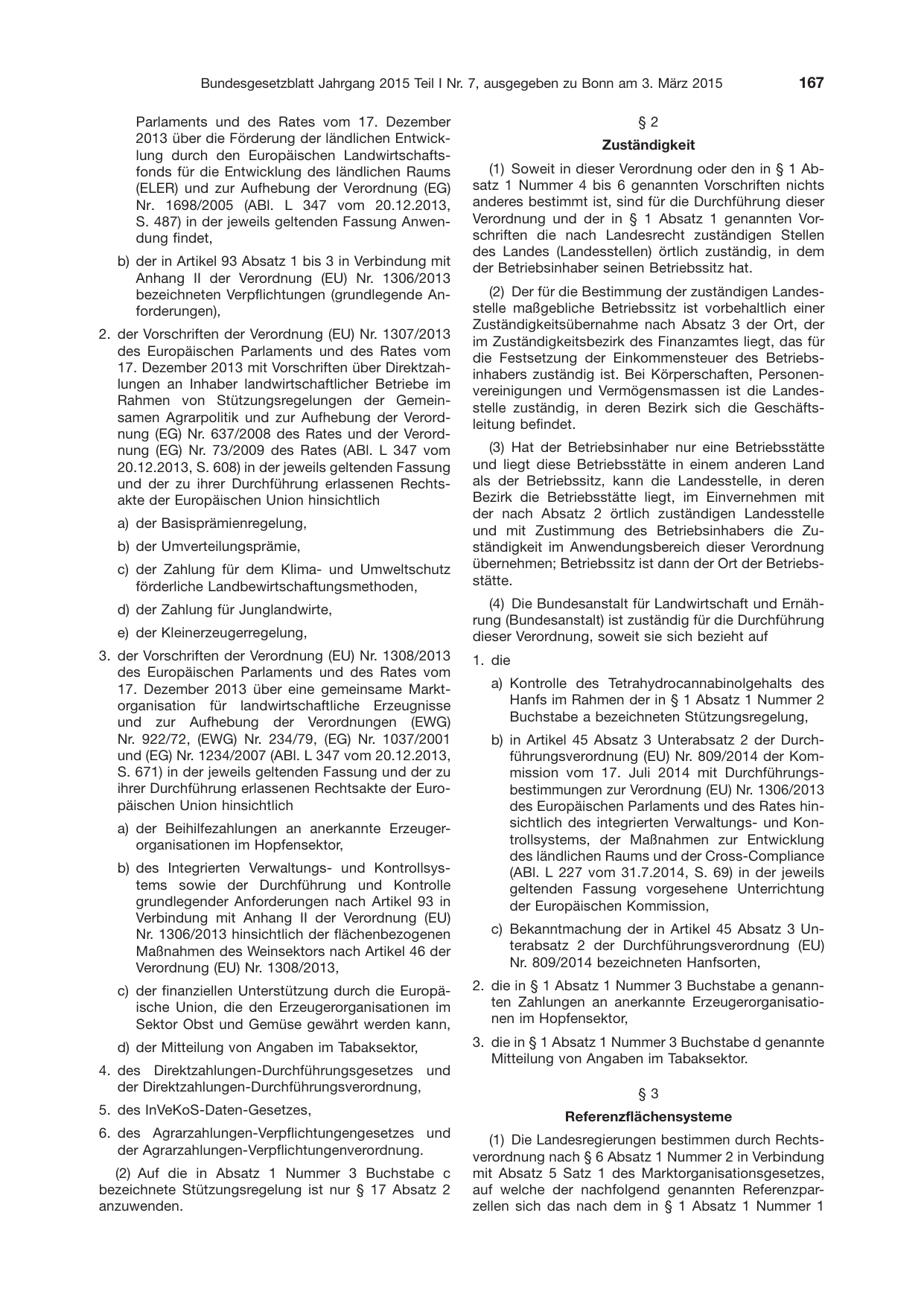 BGBl. 2015, Seite 167 — Originalseite als Abbildung