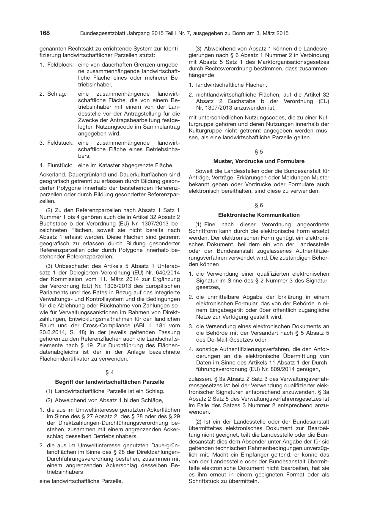 BGBl. 2015, Seite 168 — Originalseite als Abbildung