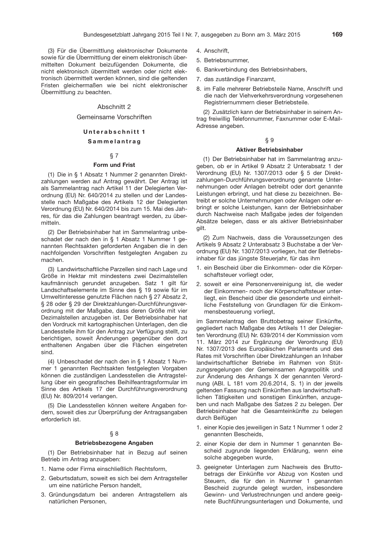 BGBl. 2015, Seite 169 — Originalseite als Abbildung