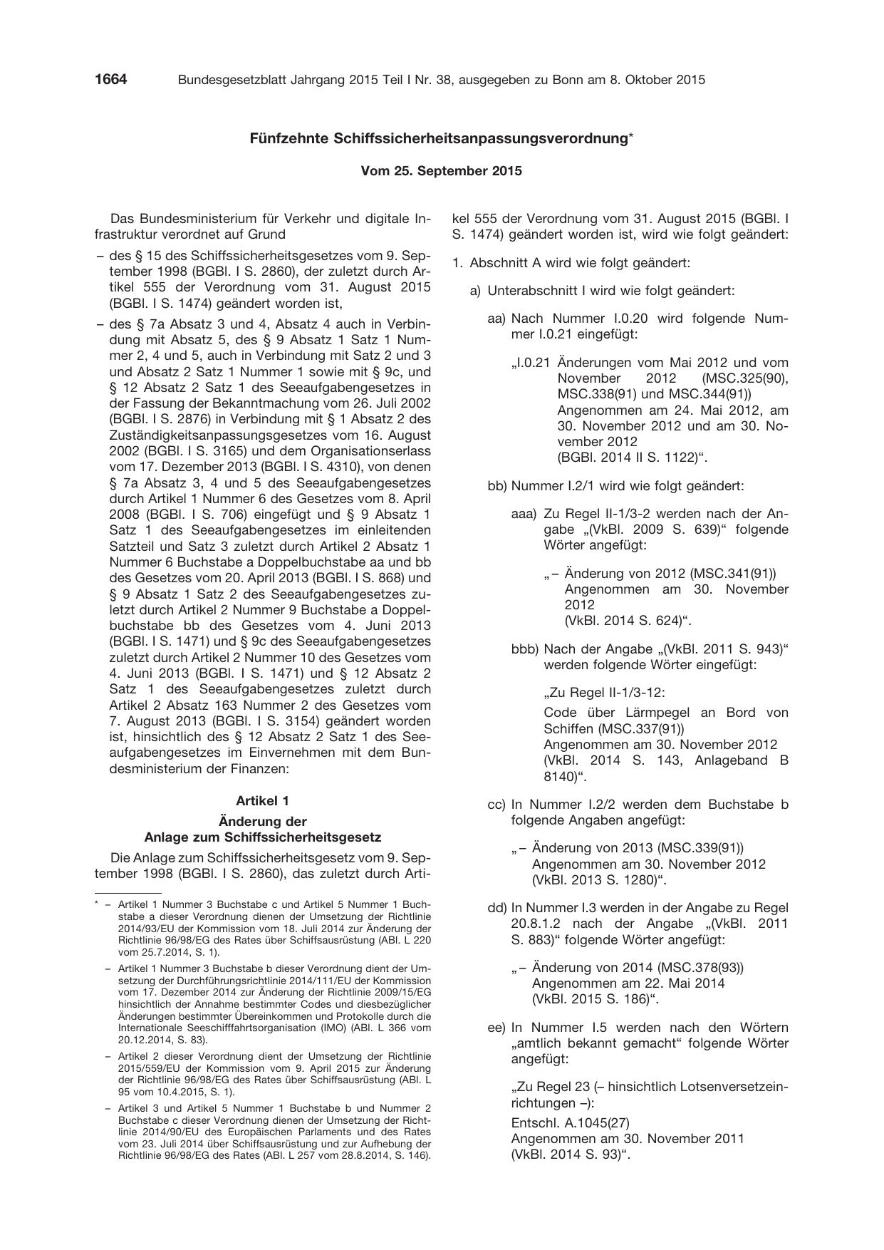 BGBl. 2015, Seite 1664 — Originalseite als Abbildung