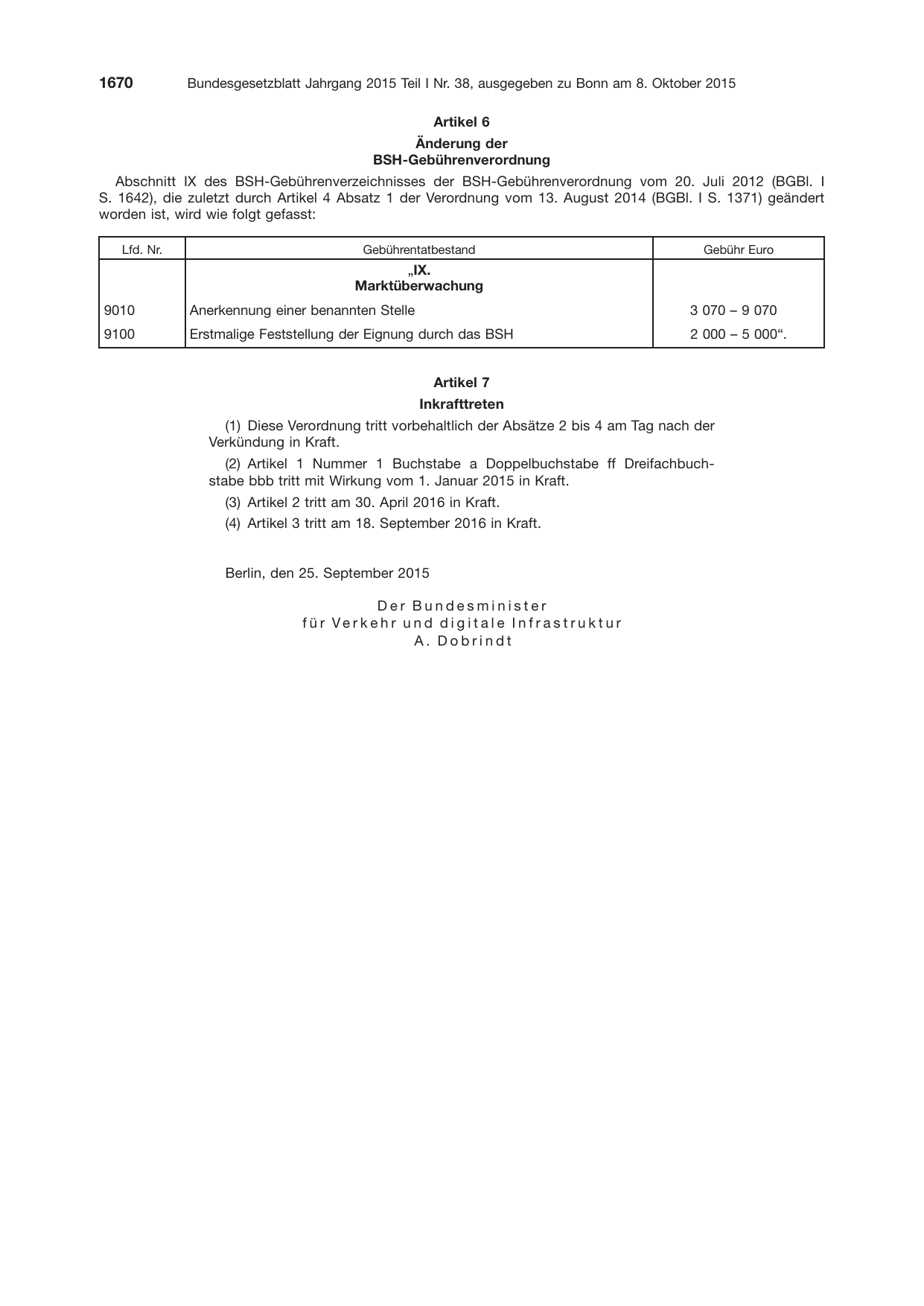 BGBl. 2015, Seite 1670 — Originalseite als Abbildung