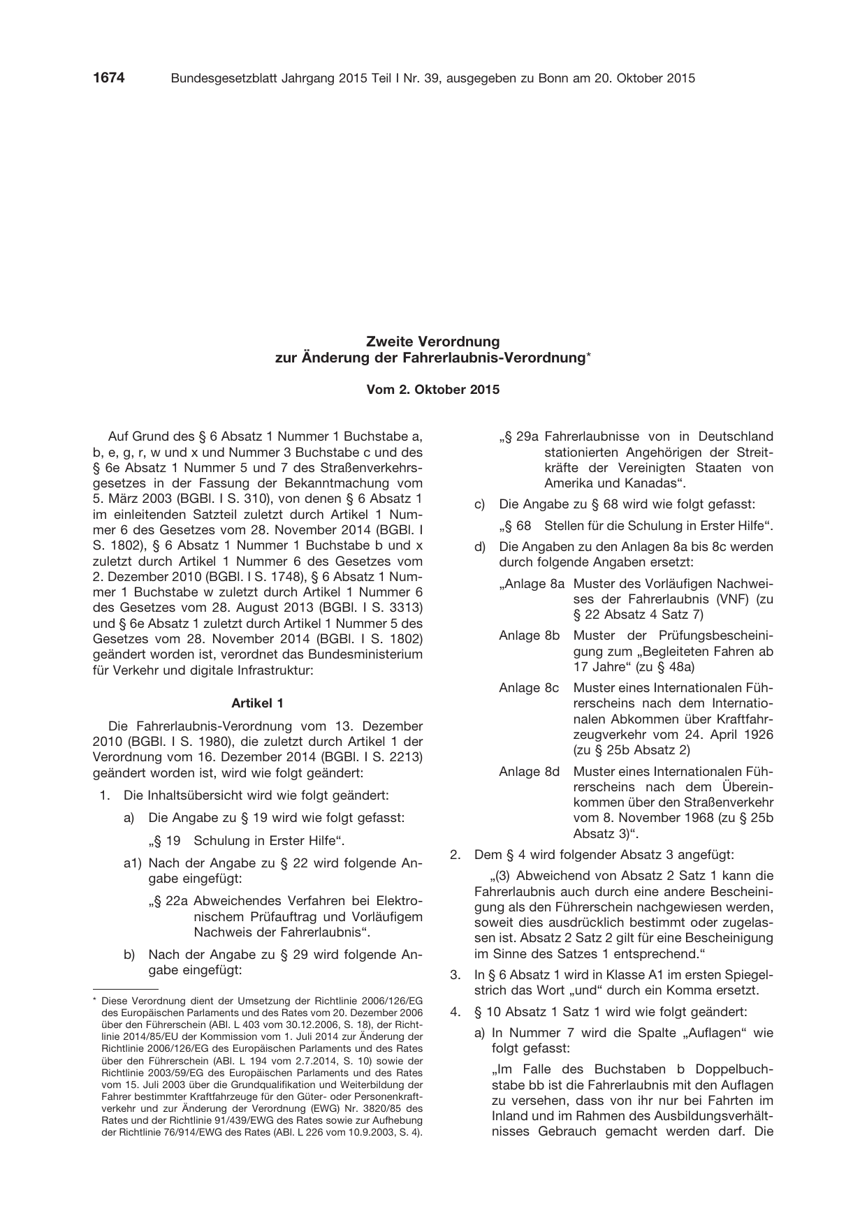BGBl. 2015, Seite 1674 — Originalseite als Abbildung