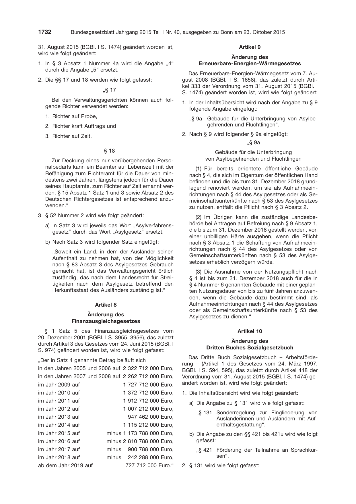BGBl. 2015, Seite 1732 — Originalseite als Abbildung
