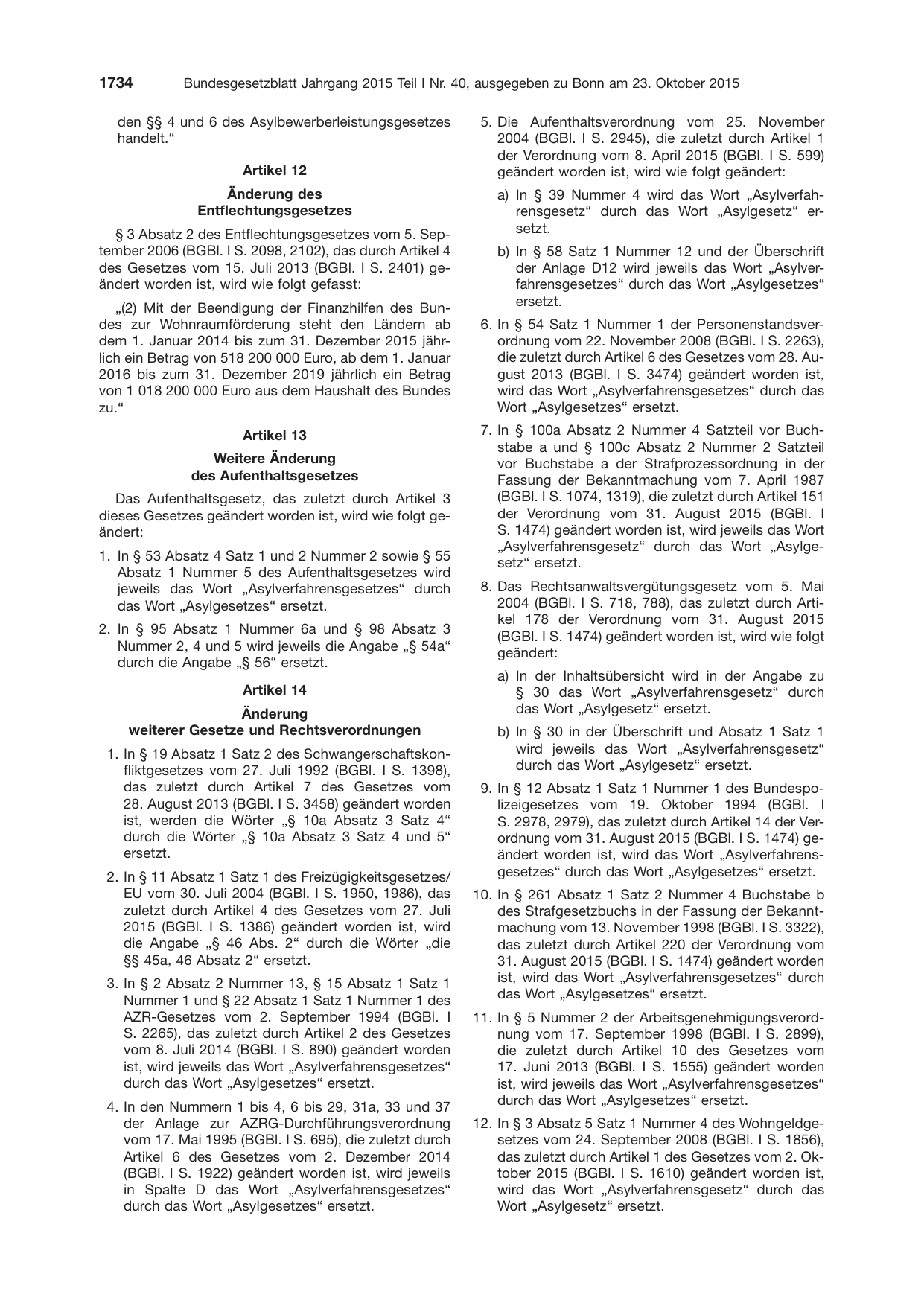 BGBl. 2015, Seite 1734 — Originalseite als Abbildung