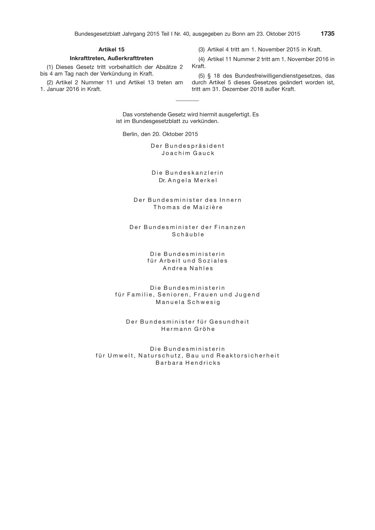 BGBl. 2015, Seite 1735 — Originalseite als Abbildung