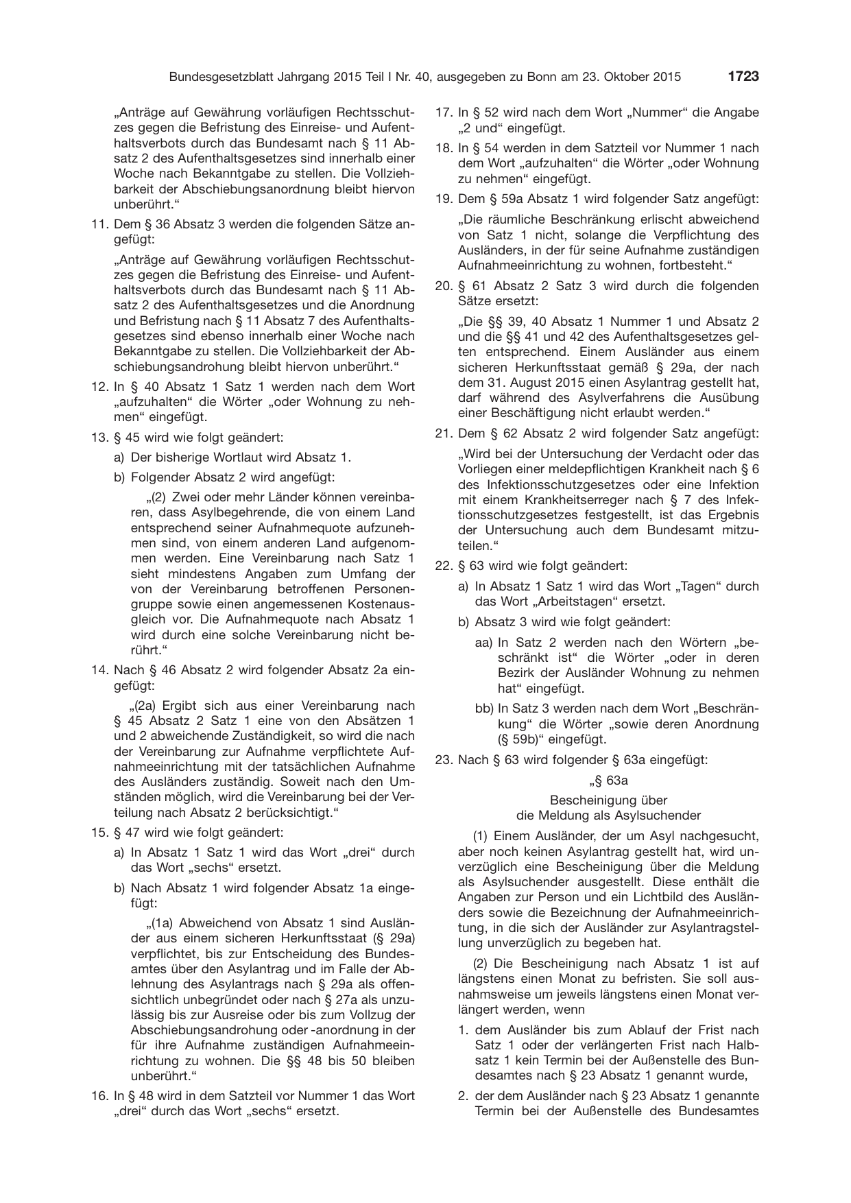 BGBl. 2015, Seite 1723 — Originalseite als Abbildung