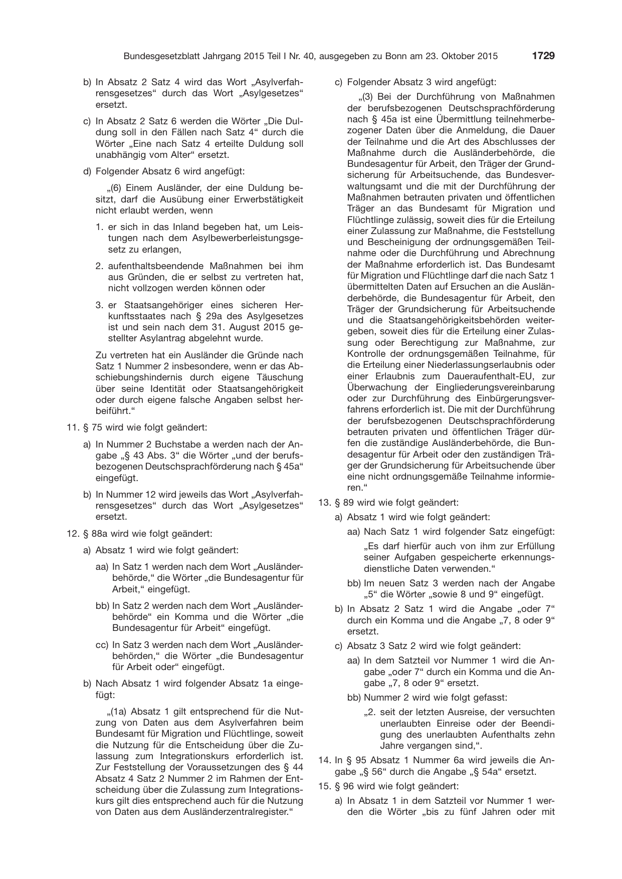 BGBl. 2015, Seite 1729 — Originalseite als Abbildung