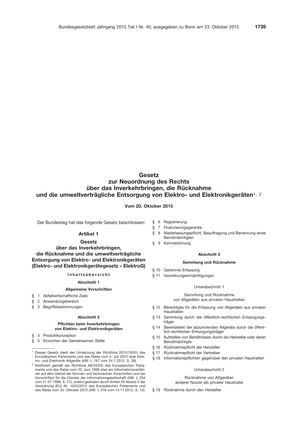 BGBl. 2015, Seite 1739 — Originalseite als Abbildung