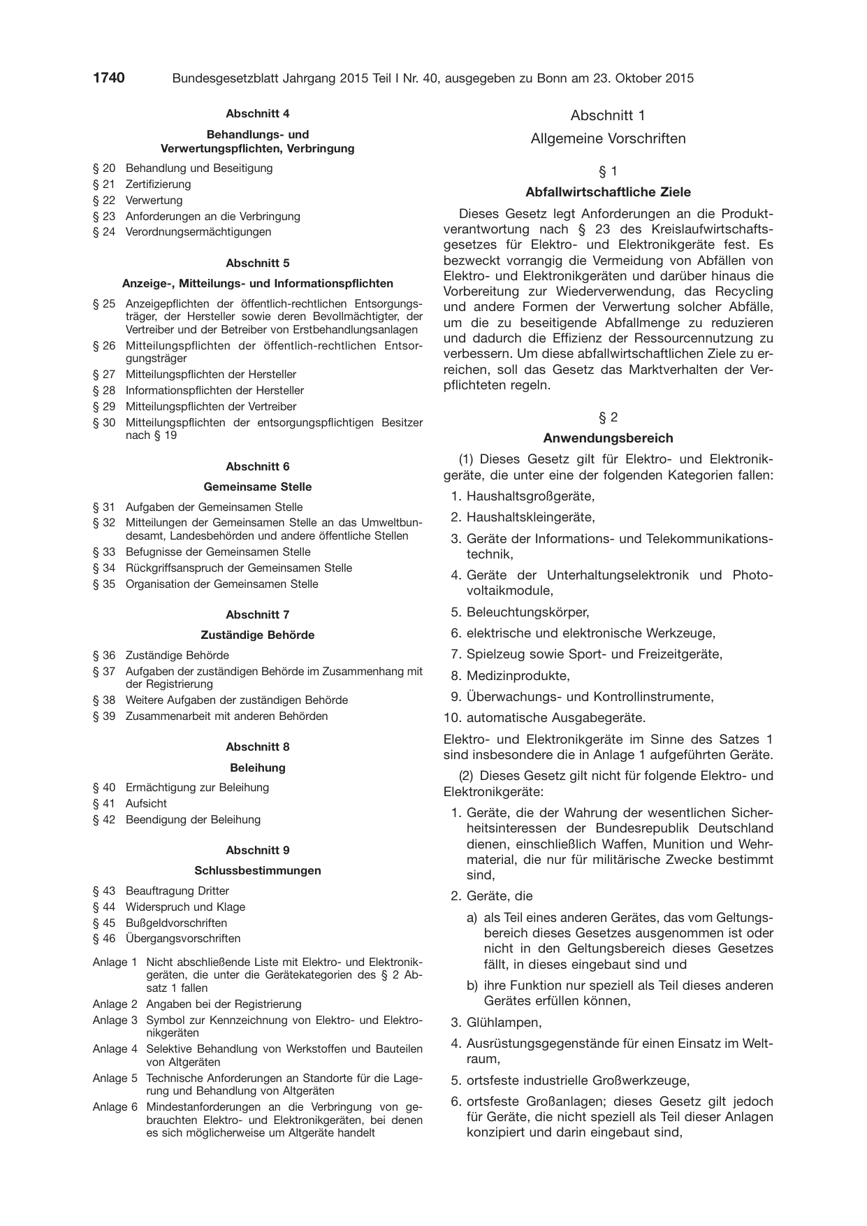 BGBl. 2015, Seite 1740 — Originalseite als Abbildung