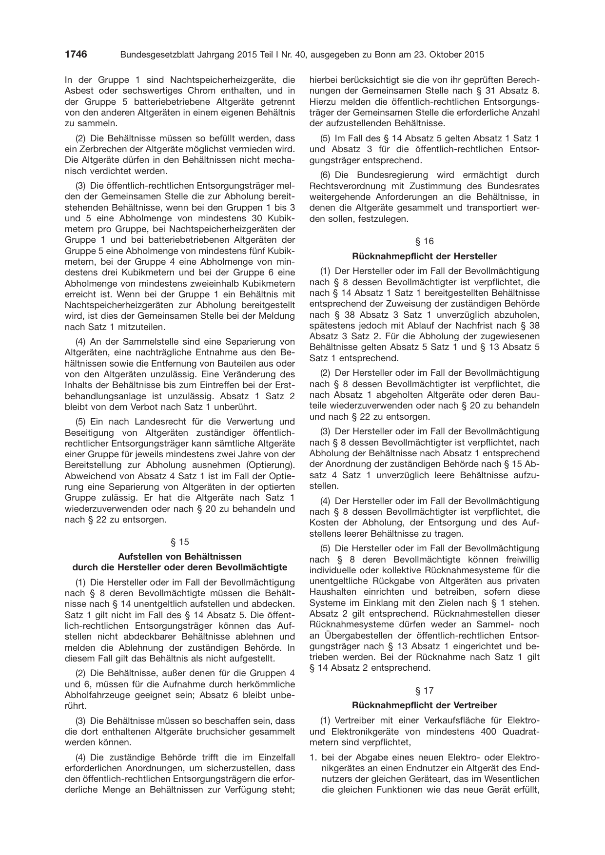 BGBl. 2015, Seite 1746 — Originalseite als Abbildung