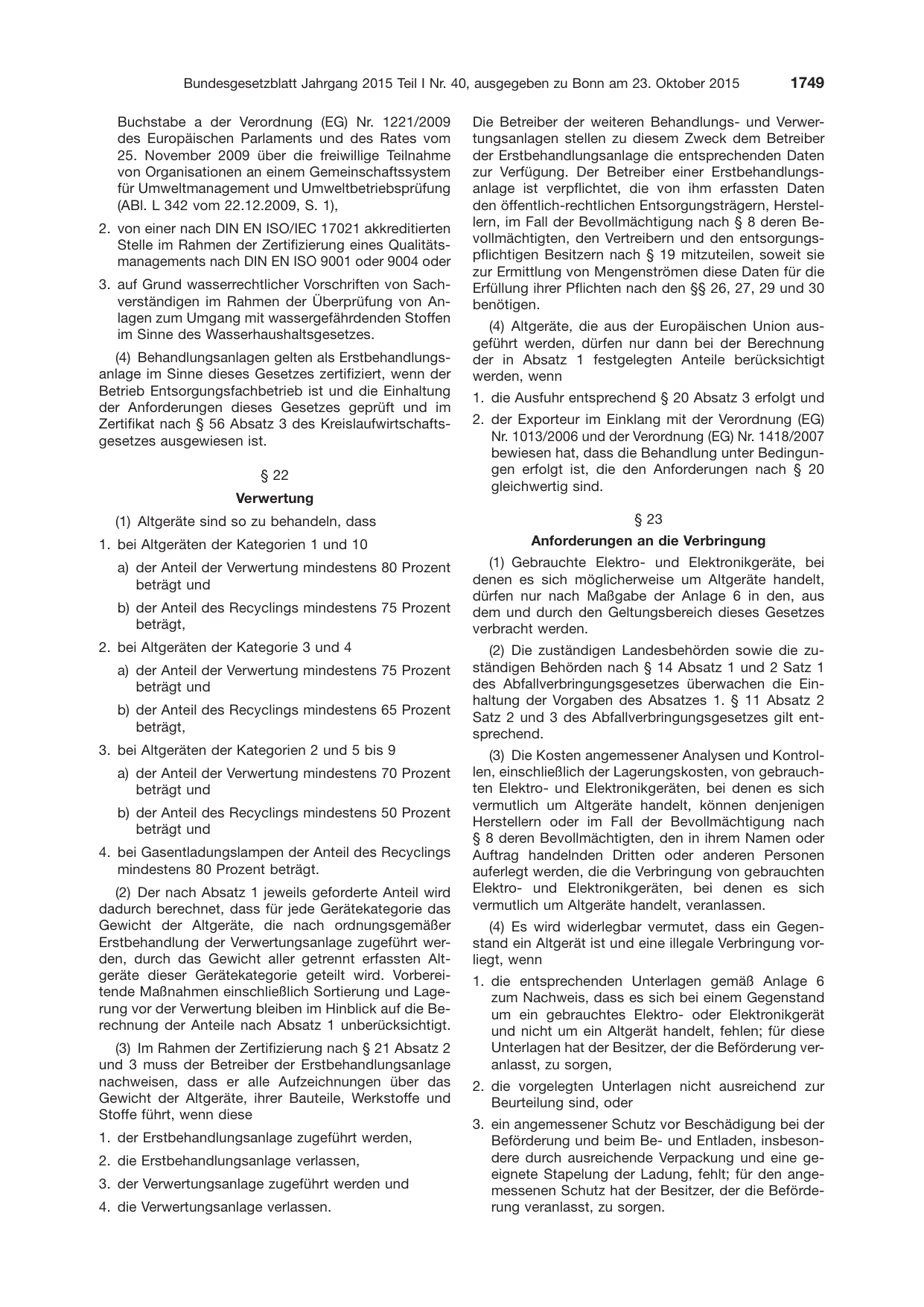 BGBl. 2015, Seite 1749 — Originalseite als Abbildung