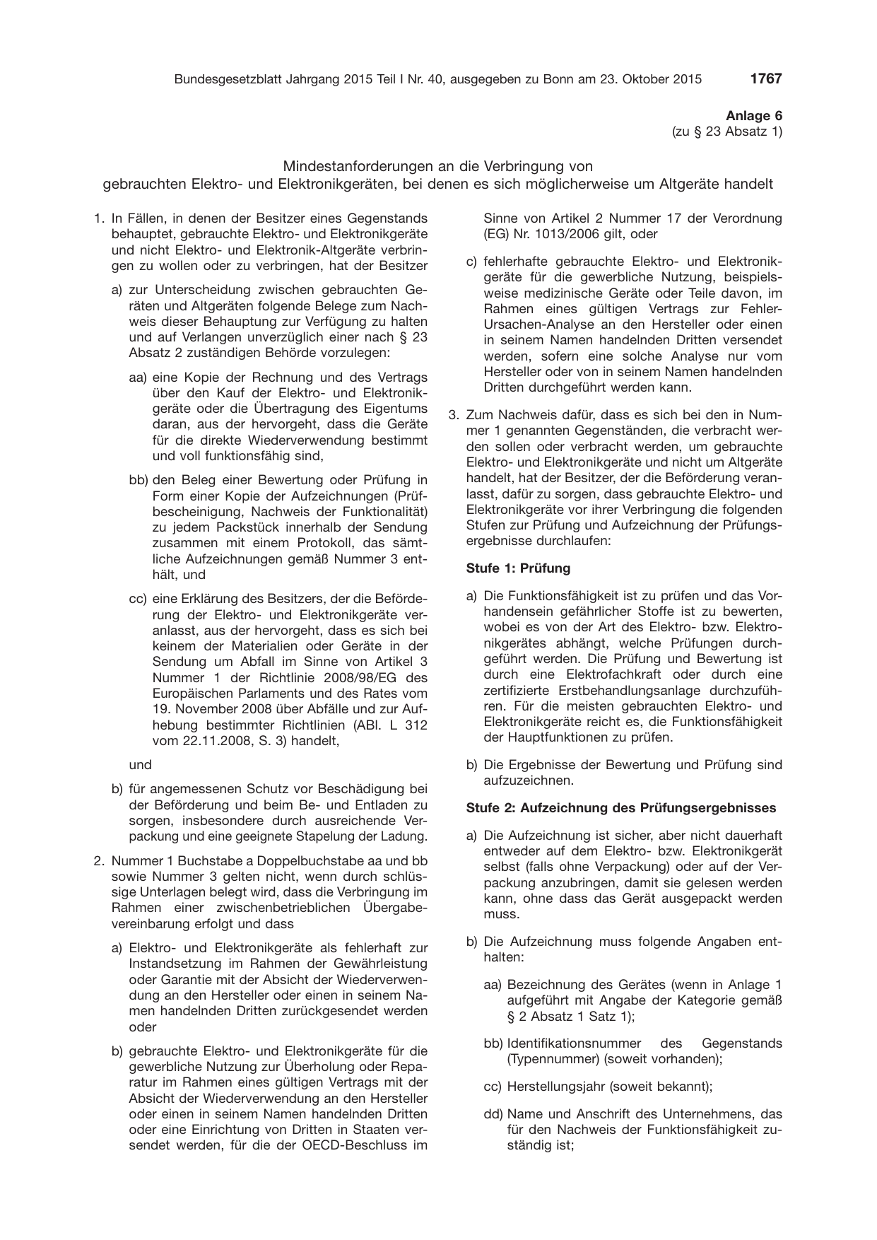 BGBl. 2015, Seite 1767 — Originalseite als Abbildung