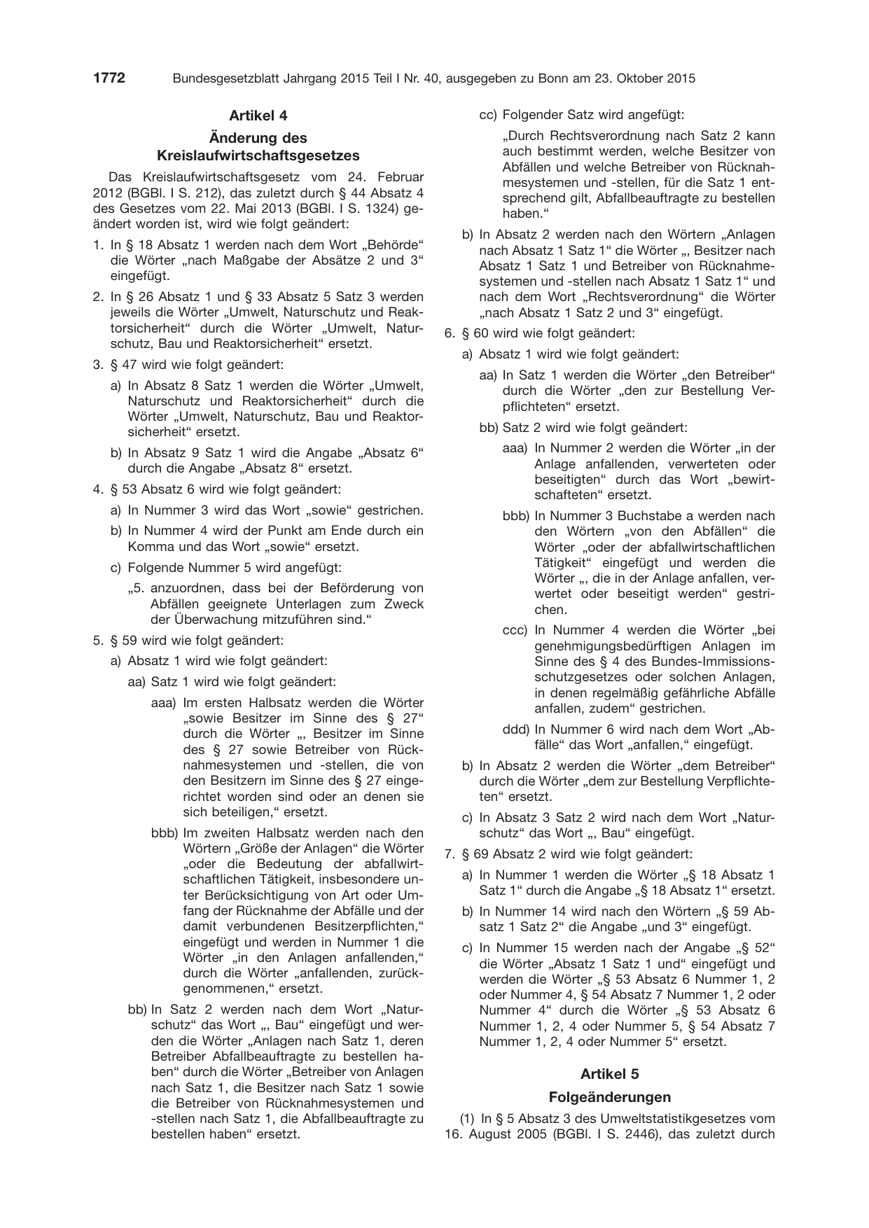 BGBl. 2015, Seite 1772 — Originalseite als Abbildung