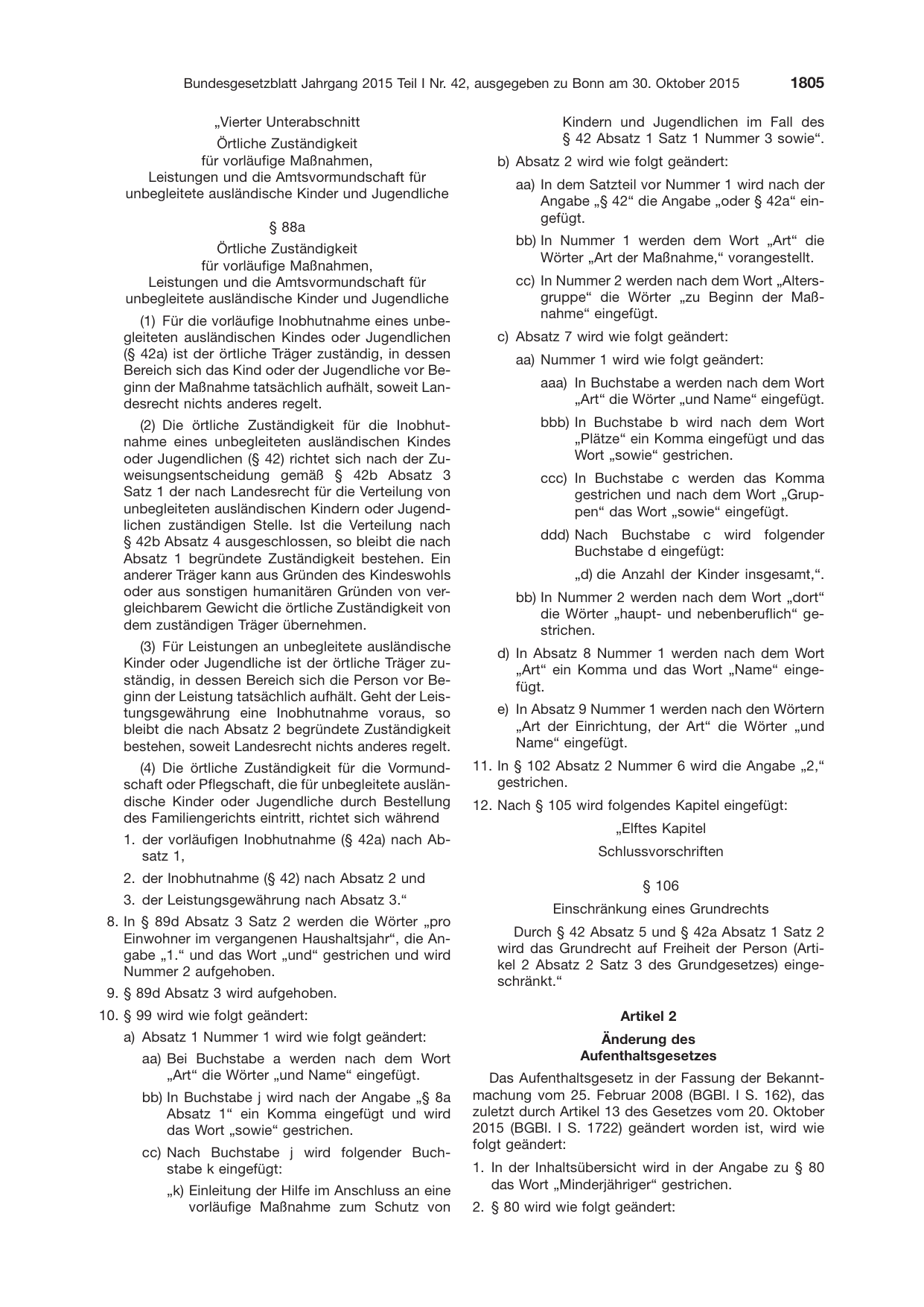 BGBl. 2015, Seite 1805 — Originalseite als Abbildung