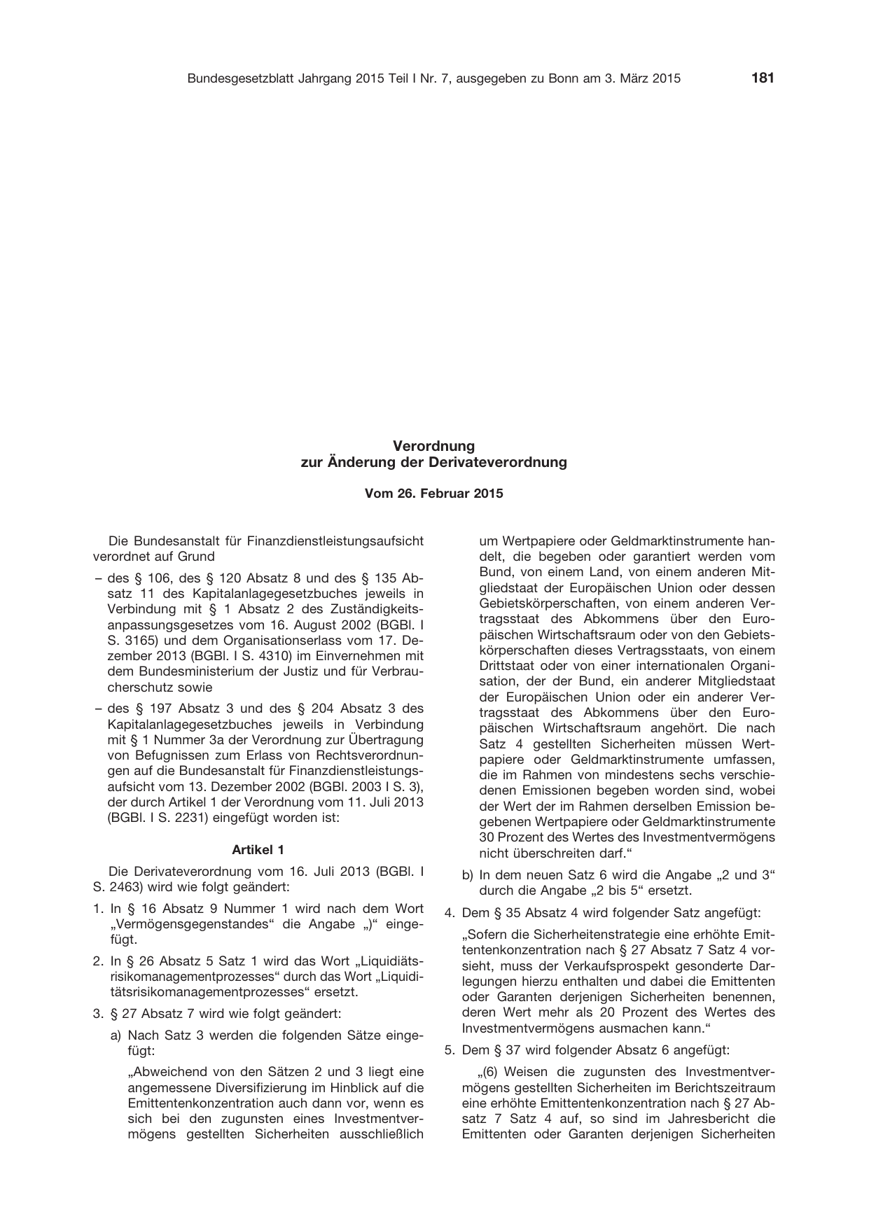 BGBl. 2015, Seite 181 — Originalseite als Abbildung