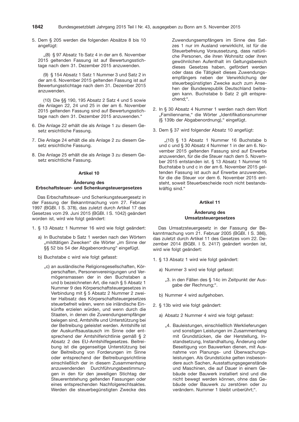 BGBl. 2015, Seite 1842 — Originalseite als Abbildung