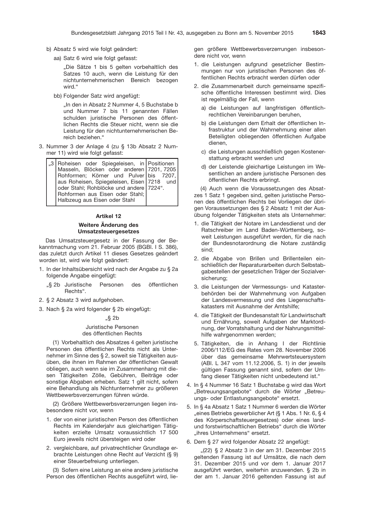 BGBl. 2015, Seite 1843 — Originalseite als Abbildung