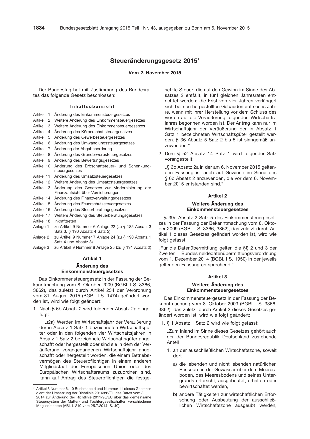 BGBl. 2015, Seite 1834 — Originalseite als Abbildung