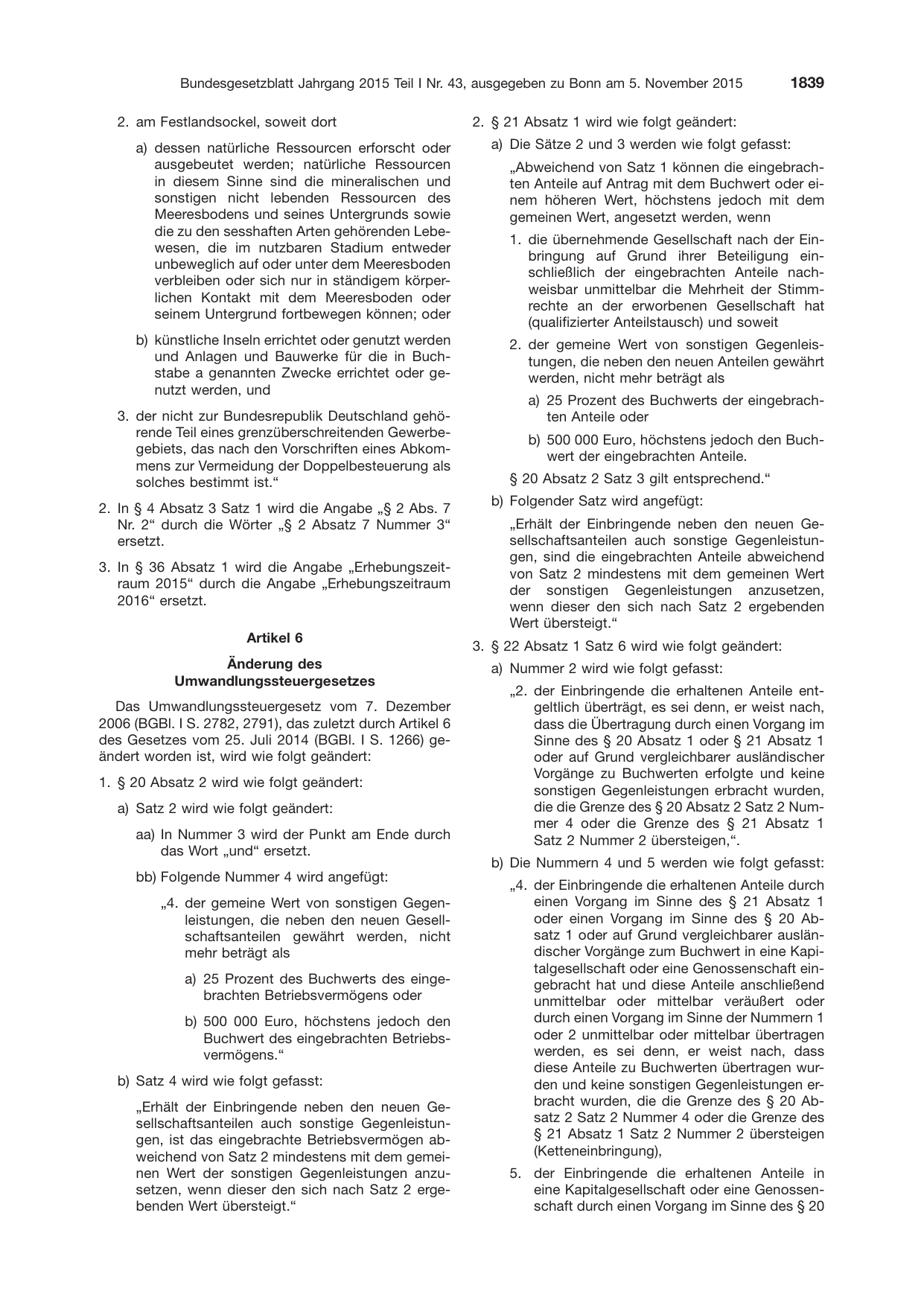BGBl. 2015, Seite 1839 — Originalseite als Abbildung