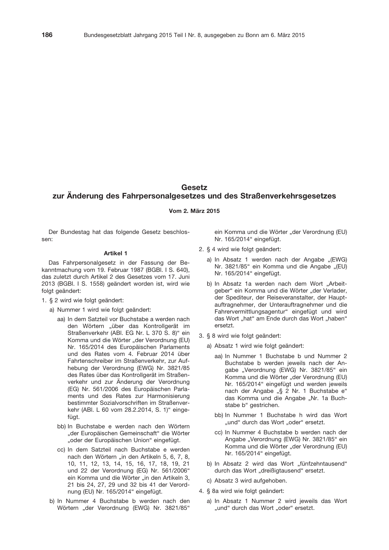 BGBl. 2015, Seite 186 — Originalseite als Abbildung