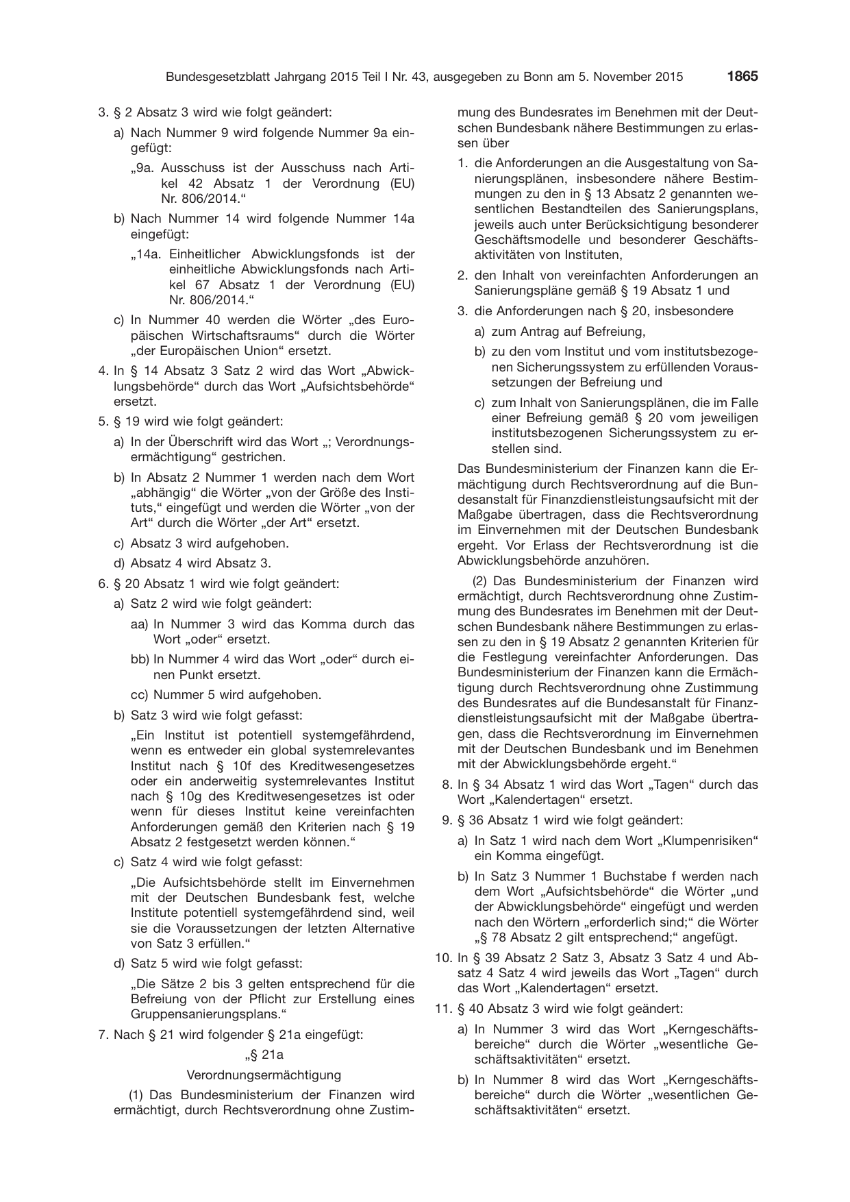 BGBl. 2015, Seite 1865 — Originalseite als Abbildung