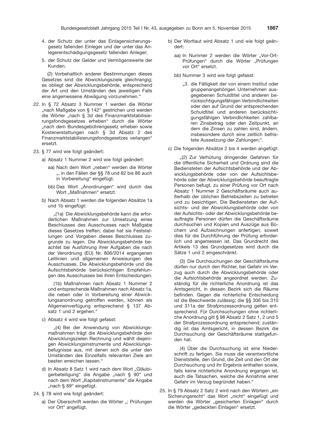 BGBl. 2015, Seite 1867 — Originalseite als Abbildung