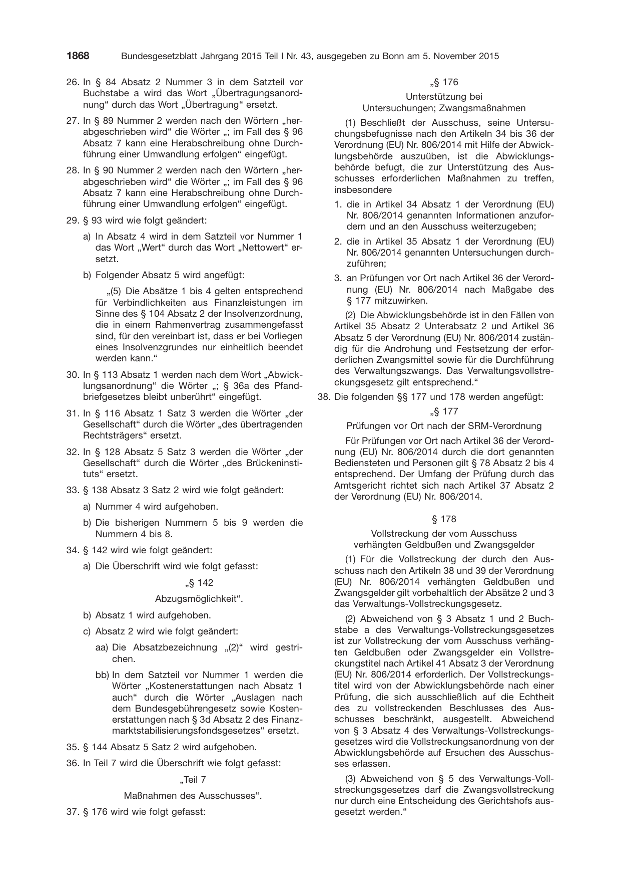 BGBl. 2015, Seite 1868 — Originalseite als Abbildung