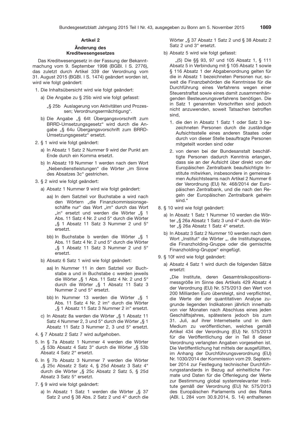 BGBl. 2015, Seite 1869 — Originalseite als Abbildung