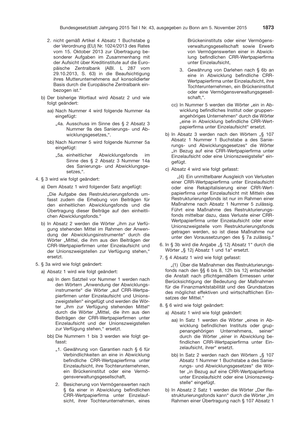 BGBl. 2015, Seite 1873 — Originalseite als Abbildung