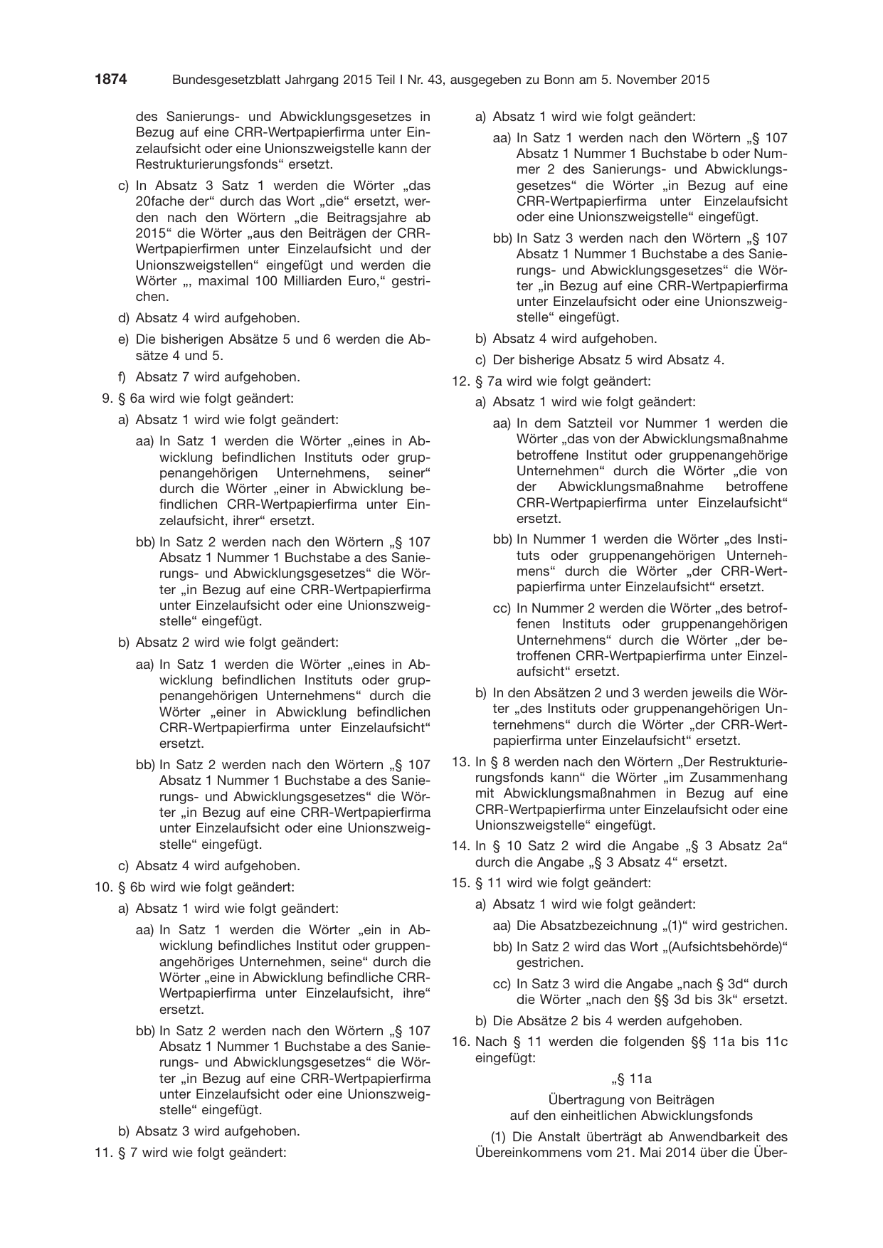 BGBl. 2015, Seite 1874 — Originalseite als Abbildung