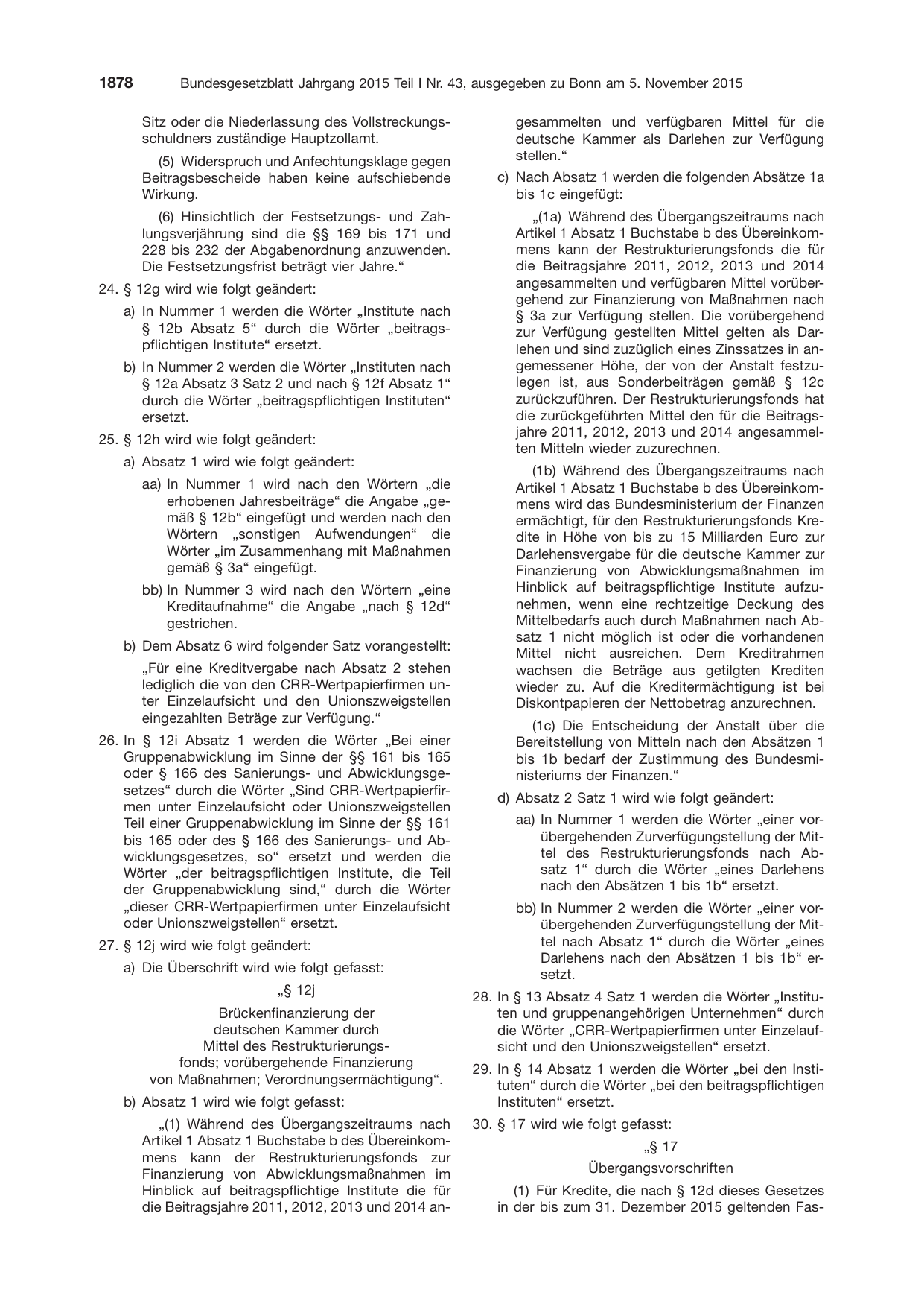 BGBl. 2015, Seite 1878 — Originalseite als Abbildung